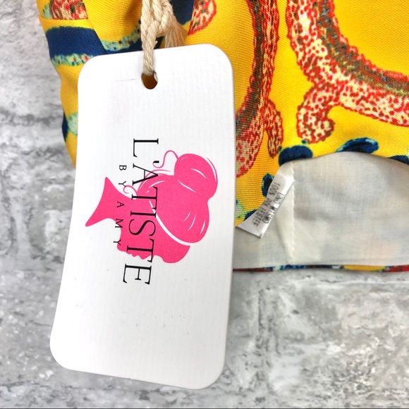 L’ATISTE By Amy Yellow Satin Crop Top Zip Back | S - Picture 8 of 11